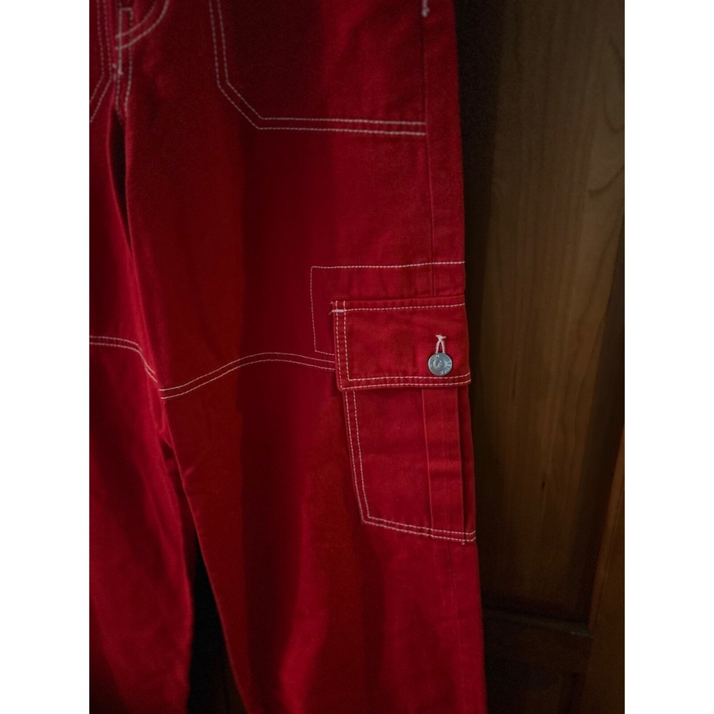 REVICE Jeans Womens Denim Red High Waisted Cargo Straight Size 24 EUC! - Picture 5 of 9